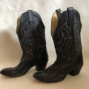 [VTG] Black Leather Western Boots